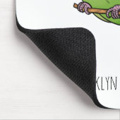 ピンクの首の緑のハトの鳥の漫画イラストレーション マウスパッド (コーナー)