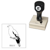 ピンクの首の緑のハトの鳥の漫画イラストレーション ラバースタンプ (押印)