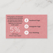 ピンクの香りのするせっけんとろうそく 名刺 (裏面)