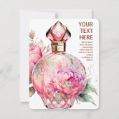 ピンクの香水ボトルフラット ノートカード (正面)