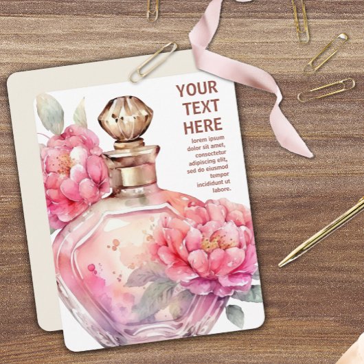 ピンクの香水ボトルフラット ノートカード