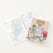 ピンクの香水瓶の花のウェディングシャワーレシピ ノートブック (内部)