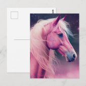 ピンクの馬と星たち ポストカード (正面/裏面)