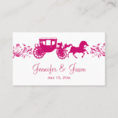 ピンクの馬と馬車結婚のテーブルプレイスカード プレイスカード (裏面)