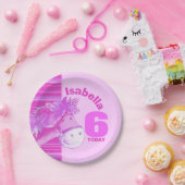 ピンクの馬の水色の誕生日パーティーカスタムプレート ペーパープレート (パーティー)