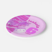 ピンクの馬の水色の誕生日パーティーカスタムプレート ペーパープレート (アングル)