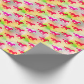 ピンクの馬好きの連続した子馬の乗馬の子馬 ラッピングペーパー (角)