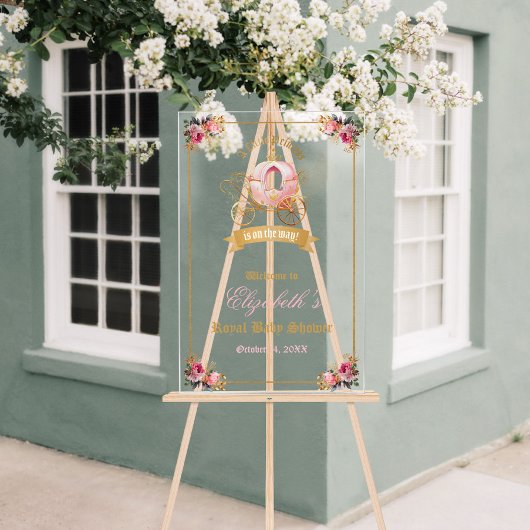 ピンクの馬車のプリンセス　ベイビーシャワー　ウェルカム アクリルサイン