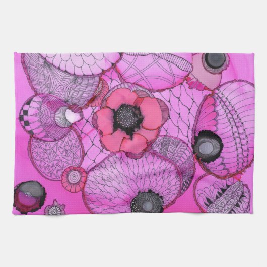 ピンクの驚きの台所タオル キッチンタオル (横)