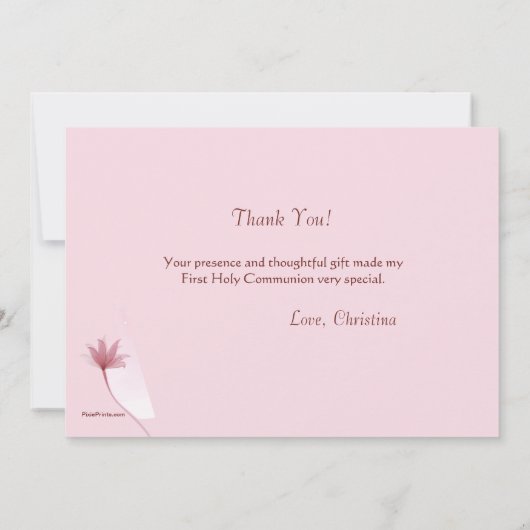 ピンクの高くパーソナライズな宗教は感謝していしています サンキューカード (裏面)