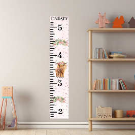 ピンクの高地の牛の子牛の成長グラフ ポスター