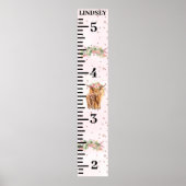 ピンクの高地の牛の子牛の成長グラフ ポスター (正面)