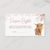 ピンクの高地の牛の赤ちゃんシャワーおむつラッフル エンクロージャーカード (正面)