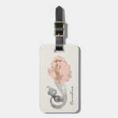 ピンクの髪とお名前の人魚 ラゲッジタグ (正面縦)