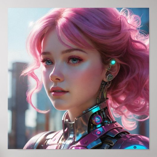 ピンクの髪とロボット詳細 ポスター (正面)