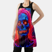 ピンクの髪と不気味なスケルトンデザイン エプロン (インサイチュ)