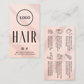 ピンクの髪のアフターケアの指導カード 名刺 (正面/裏面)