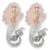 ピンクの髪のエキゾチックな人魚 シール (正面)