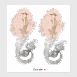 ピンクの髪のエキゾチックな人魚 シール