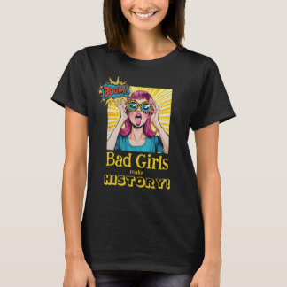 ピンクの髪のポップアートガール フェミニズム Tシャツ