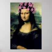 ピンクの髪のローラーを持つモナリザレオナルド・ダ・ヴィンチ ポスター (正面)