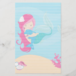 ピンクの髪の人魚とポーポイズ 便箋