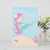 ピンクの髪の人魚とポーポイズ 便箋 (スタンド正面)