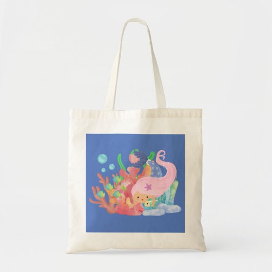 ピンクの髪の人魚 トートバッグ (正面)