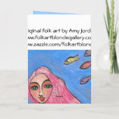 ピンクの髪の人魚&フィシーズ – グリーティングカード (裏面)