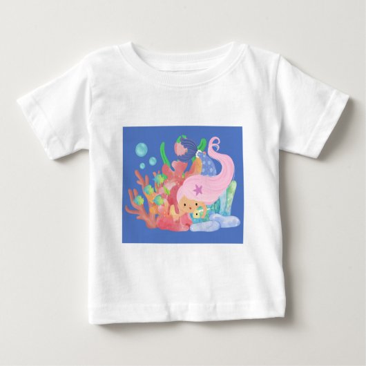 ピンクの髪の人魚 ベビーTシャツ (正面)