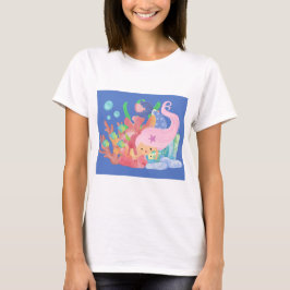 ピンクの髪の人魚 Tシャツ
