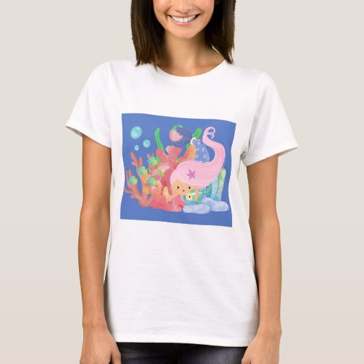 ピンクの髪の人魚 Tシャツ (正面)