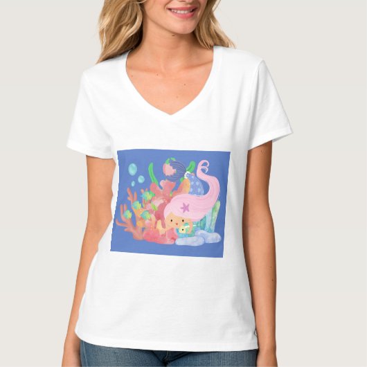 ピンクの髪の人魚 Tシャツ (正面)