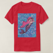 ピンクの髪の人魚Zentangle Tシャツ (デザイン正面)