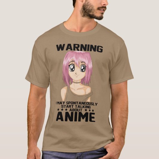 ピンクの髪の可愛いアニメ少女のギフト Tシャツ (正面)