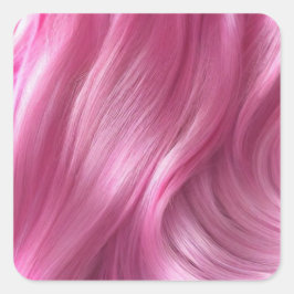 ピンクの髪の背景の四角いステッカー スクエアシール