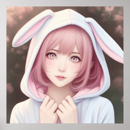 ピンクの髪の若いキャラクター ポスター (正面)