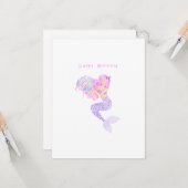 ピンクの髪の誕生日人魚 カード (正面/裏面インサイチュ)