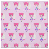 ピンクの髪のNekoの日本製アニメの女の子、生地 ファブリック (見本)