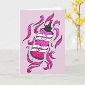 ピンクの髪は漫画気に染料ガーリーボトルしない カード (黄色い花)