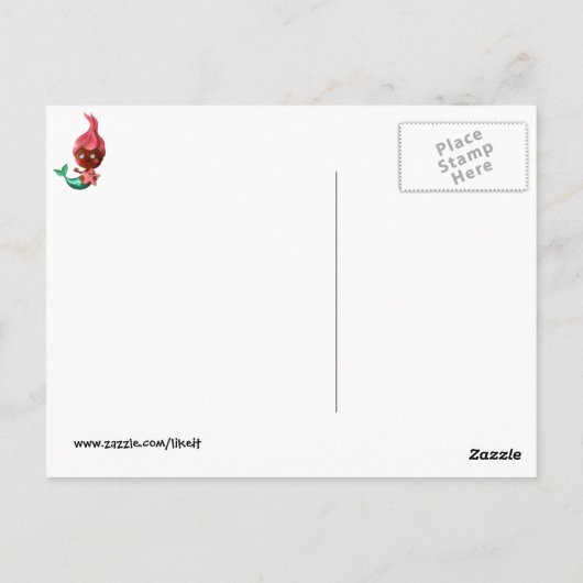 ピンクの髪をしたかわいい人魚 ポストカード (裏面)