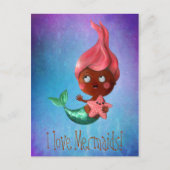 ピンクの髪をしたかわいい人魚 ポストカード (正面)