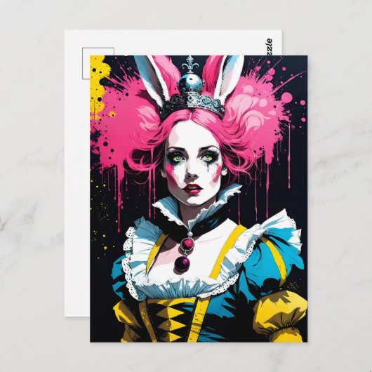 ピンクの髪をしたウサギのアリス ポストカード (正面/裏面)