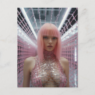 ピンクの髪をしたセクシーな女性 ポストカード