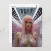 ピンクの髪をしたセクシーな女性 ポストカード (正面/裏面)