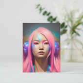 ピンクの髪をした人 ポストカード (スタンド正面)