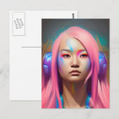 ピンクの髪をした人 ポストカード (正面/裏面)