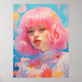 ピンクの髪：女性らしさの本質 ポスター