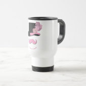 ピンクの髭、シルクハット、羽および花 トラベルマグ (正面右)