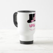 ピンクの髭、シルクハット、羽および花 トラベルマグ (正面左)